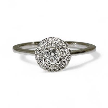 0.15 CT DOUBLE HALO ROUND SOLITAIRE RING