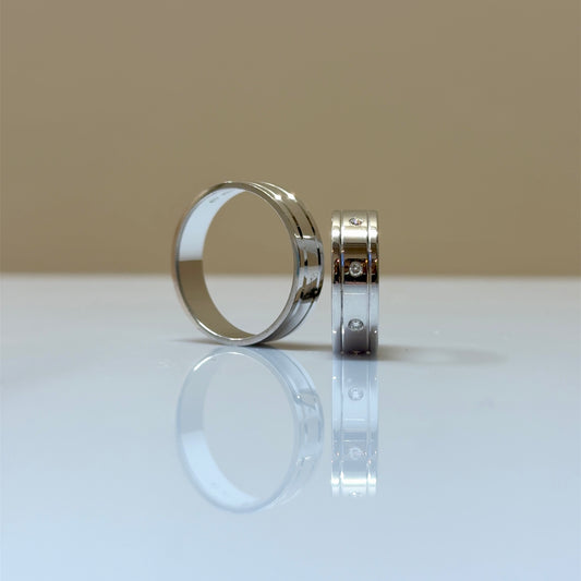 6mm White gold Wedding Rings with Diamonds