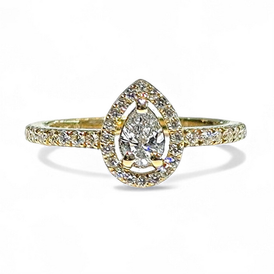 0.32 CT PEAR CUT LOVE SOLITAIRE RING