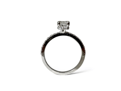 0.96 CT RADIANT CUT SOLITAIRE PAVÉ RING