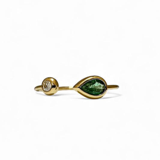 EMERALD BUTTON RING