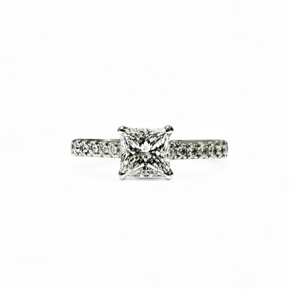 0.70 CT PRINCESS CUT PAVÉ RING