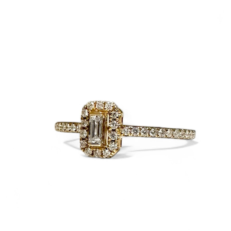 Emerald Cut Halo Solitaire