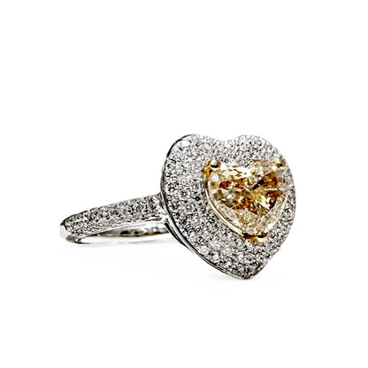 Natural Brown Heart Shape Diamond Ring