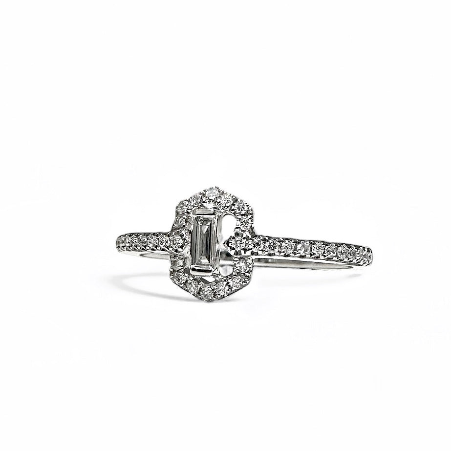 Hexagon Halo Diamond Ring