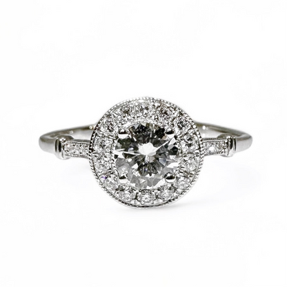 0.42 CT ART DECO ROUND SOLITAIRE RING