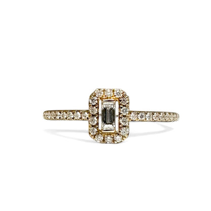 Emerald Cut Halo Solitaire