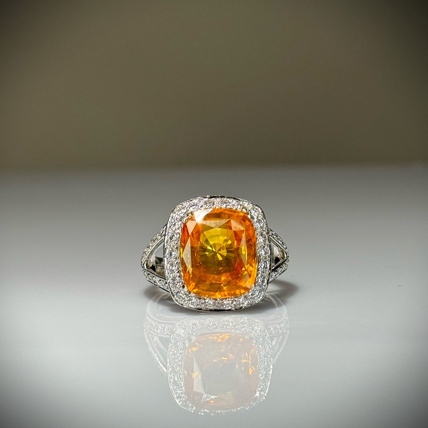 Orange Sapphire diamond Ring