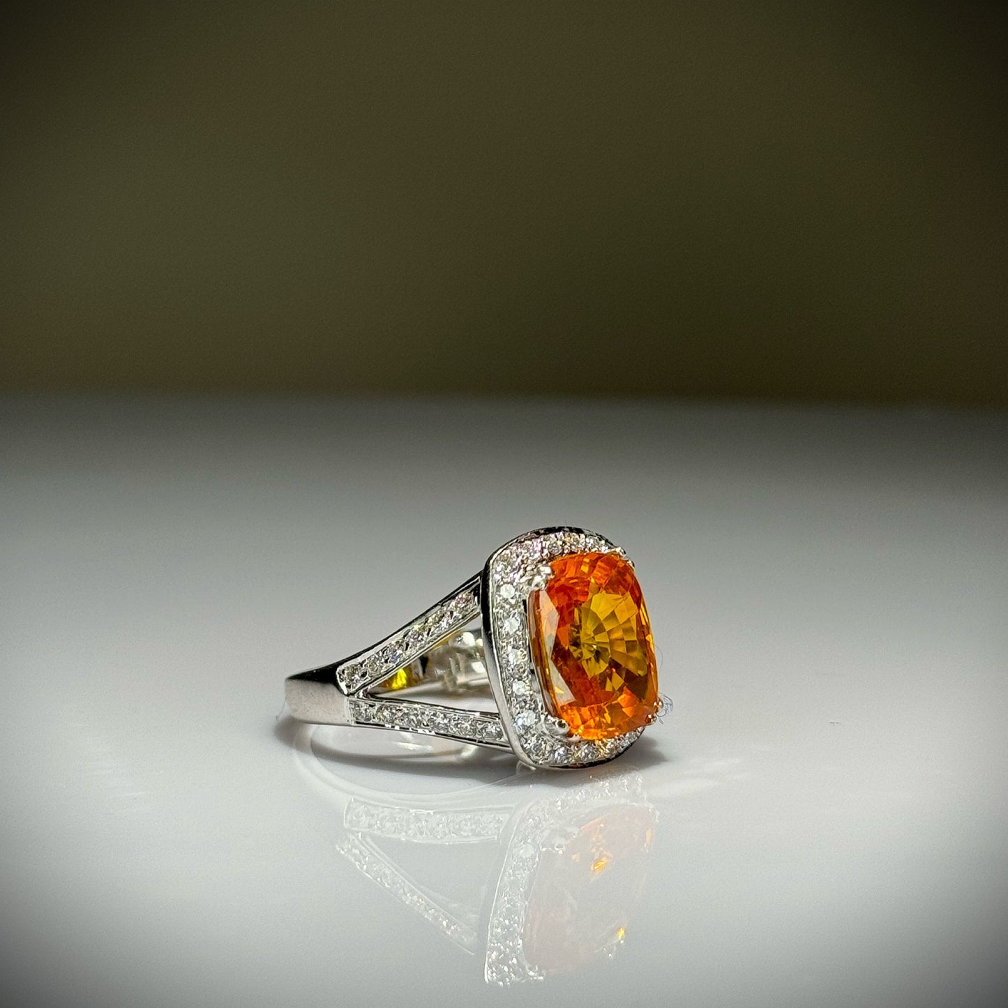 Orange Sapphire diamond Ring