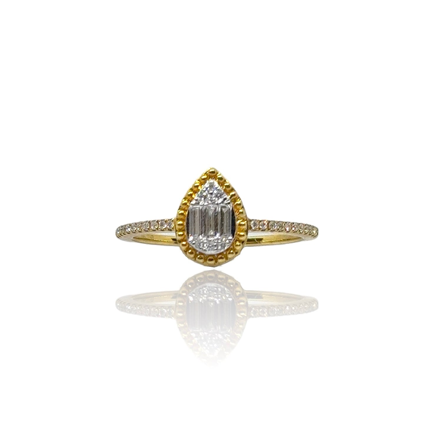 Pear Shape Illusion Halo Diamond Ring