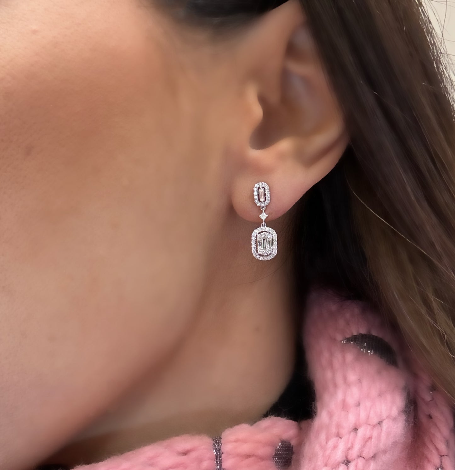 Illusion halo Diamond Earrings