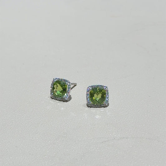 Halo Tourmaline Stud Earrings