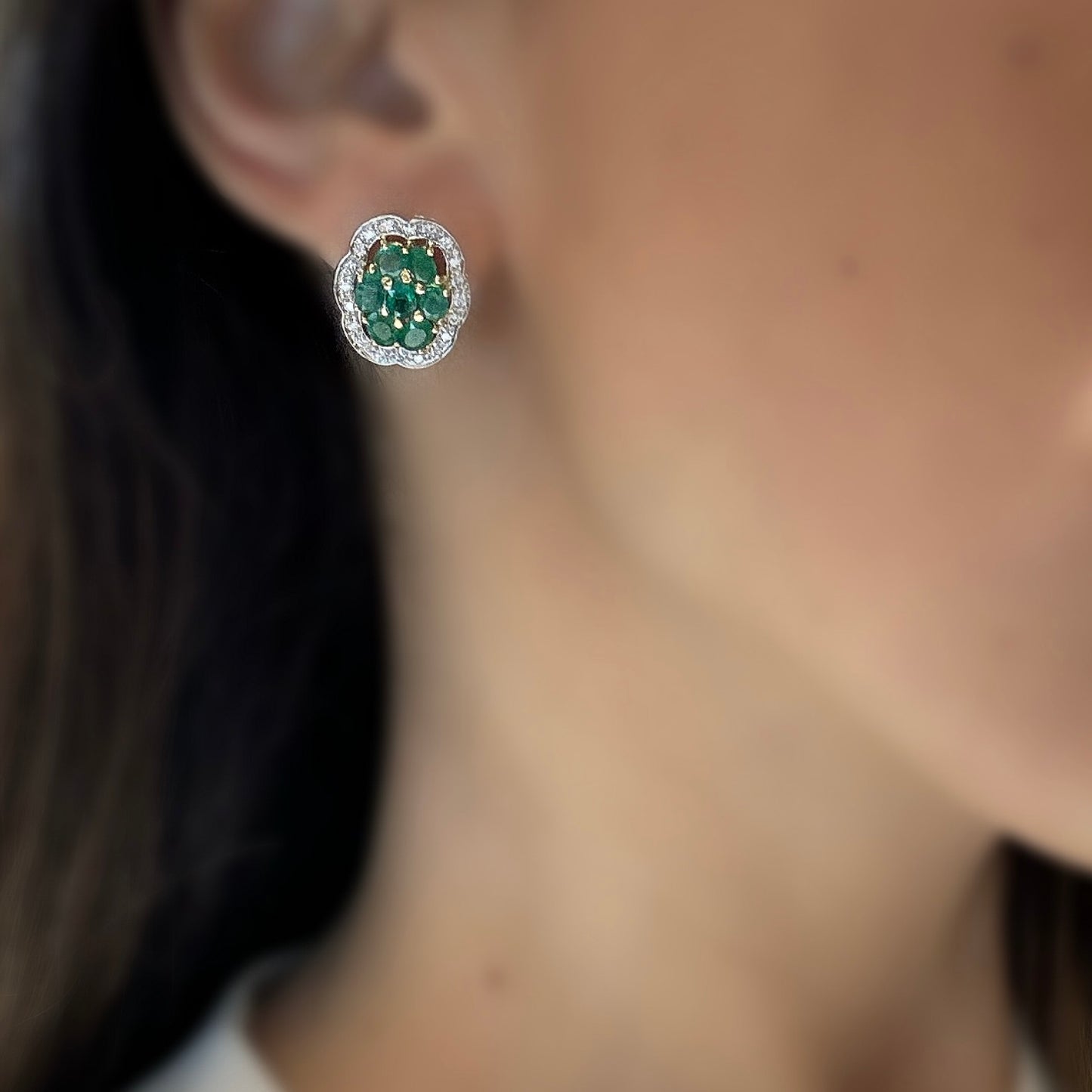 Vintage Oval Shape Emerald Earrings