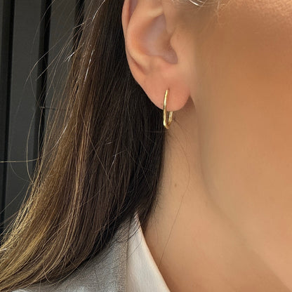 Thin Long Hoops Gold Earrings