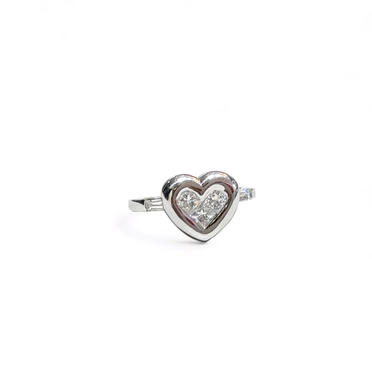 Diamond Heart Button Ring