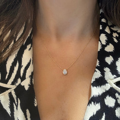 Halo LG Pear Shape diamond Necklace