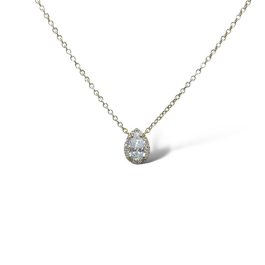 Halo LG Pear Shape diamond Necklace