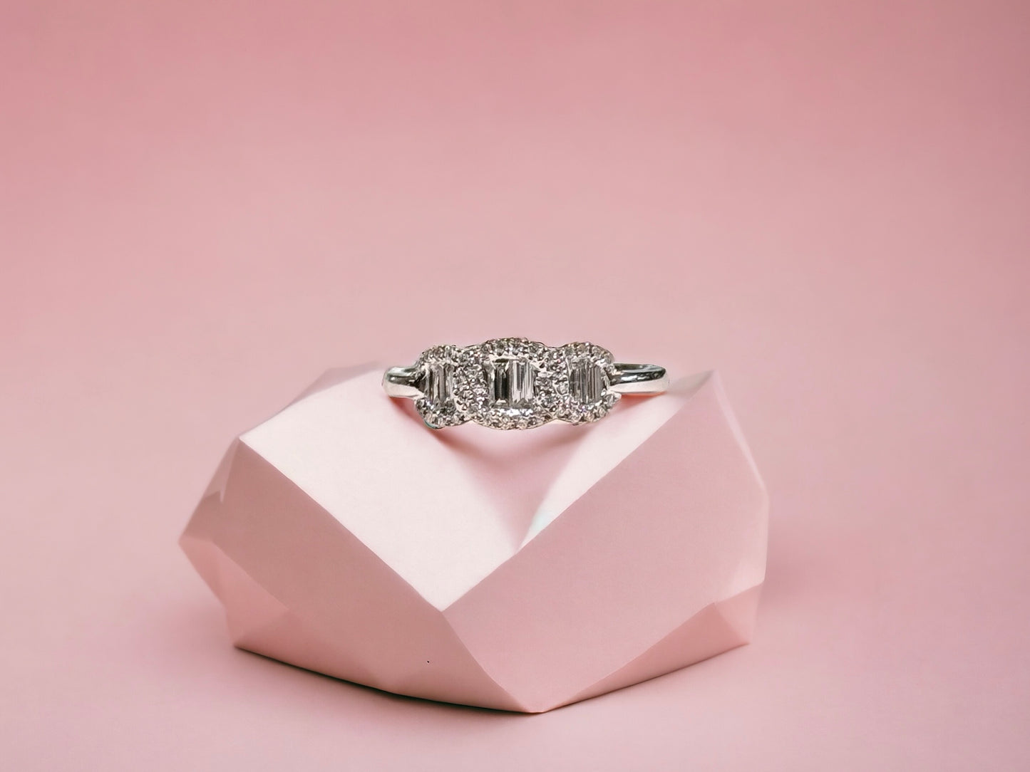 Baguette & Round Diamonds Engagement Ring