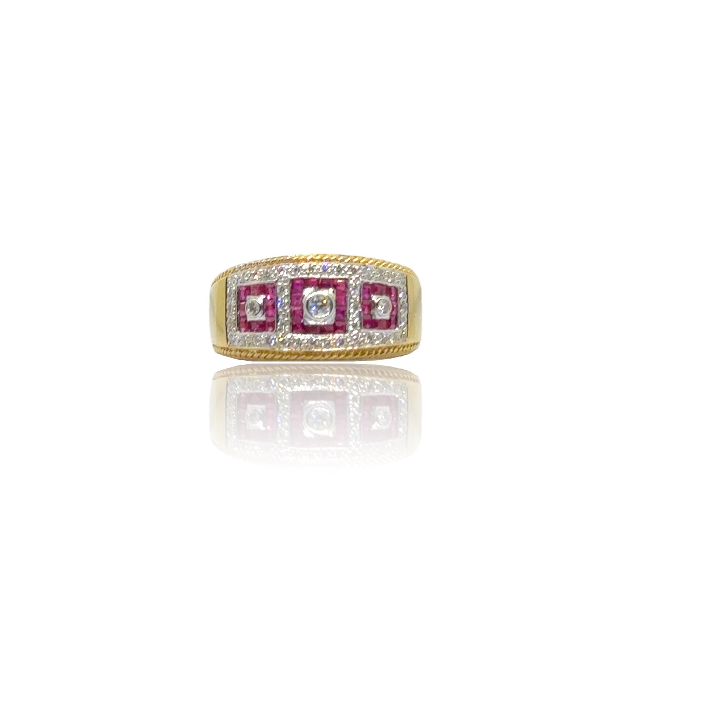 Princess Cut Ruby and Diamonds