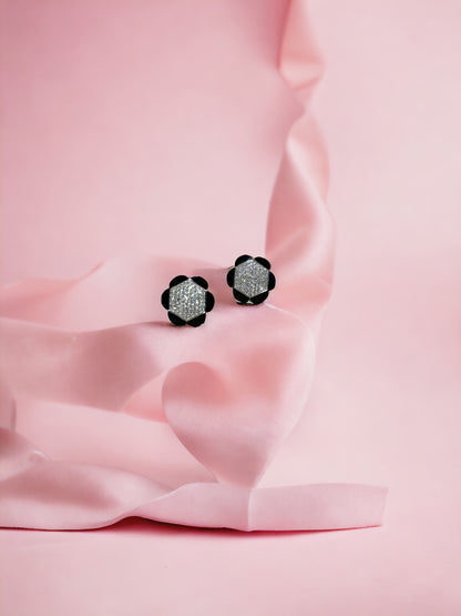 Pave Diamonds & Onyx Earrings