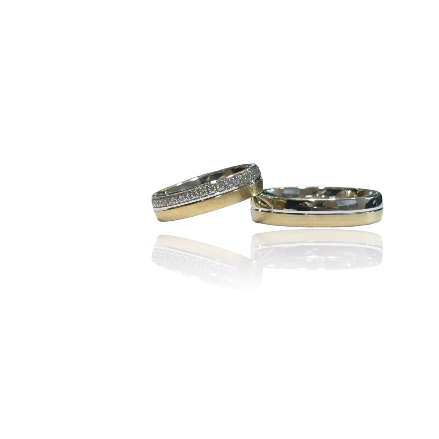 5mm Two Tone With Diamonds Wedding Rings