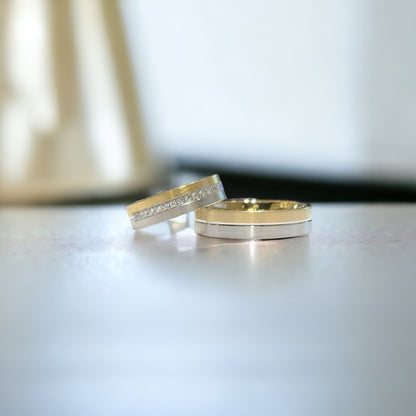 5mm Matte Wedding rings With diamonds