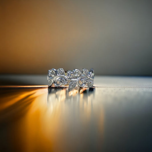 Diamond Leaf Stack Ring