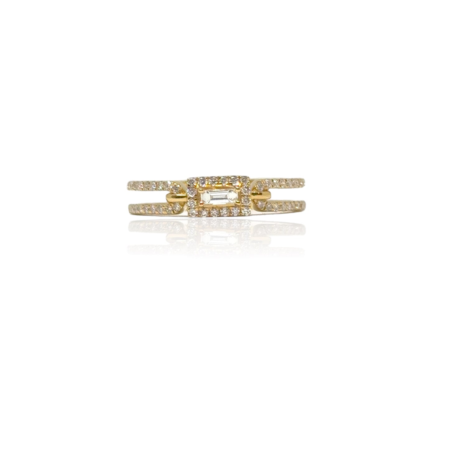 Rectangle Halo Diamond Ring