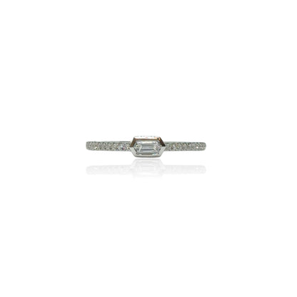 Pave Ring With Baguette Set in Bezel Setting