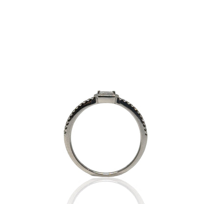 Pave Ring With Baguette Set in Bezel Setting