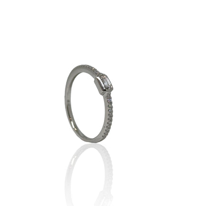 Pave Ring With Baguette Set in Bezel Setting