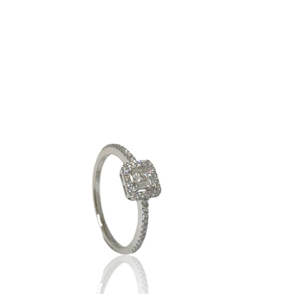 Square Halo Illusion Diamond Ring