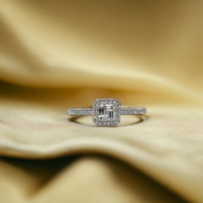 Square Halo Illusion Diamond Ring