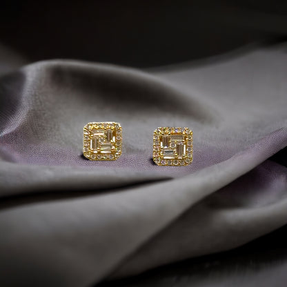 Square Halo Illusion Earrings