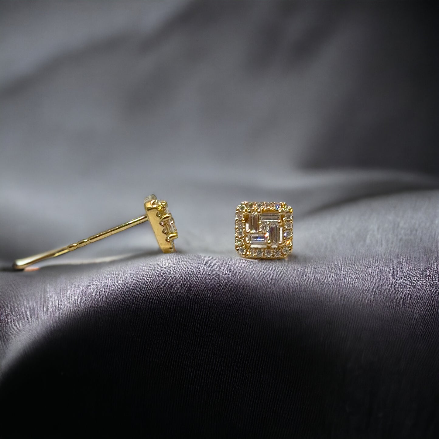 Square Halo Illusion Earrings