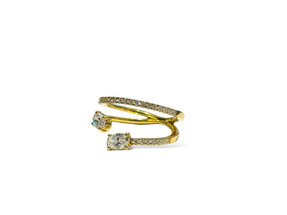 Toi & Moi Oval and Diamonds Ring