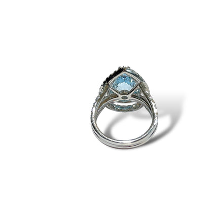 DOUBLE HALO LIGHT BLUE TOPAZ RING