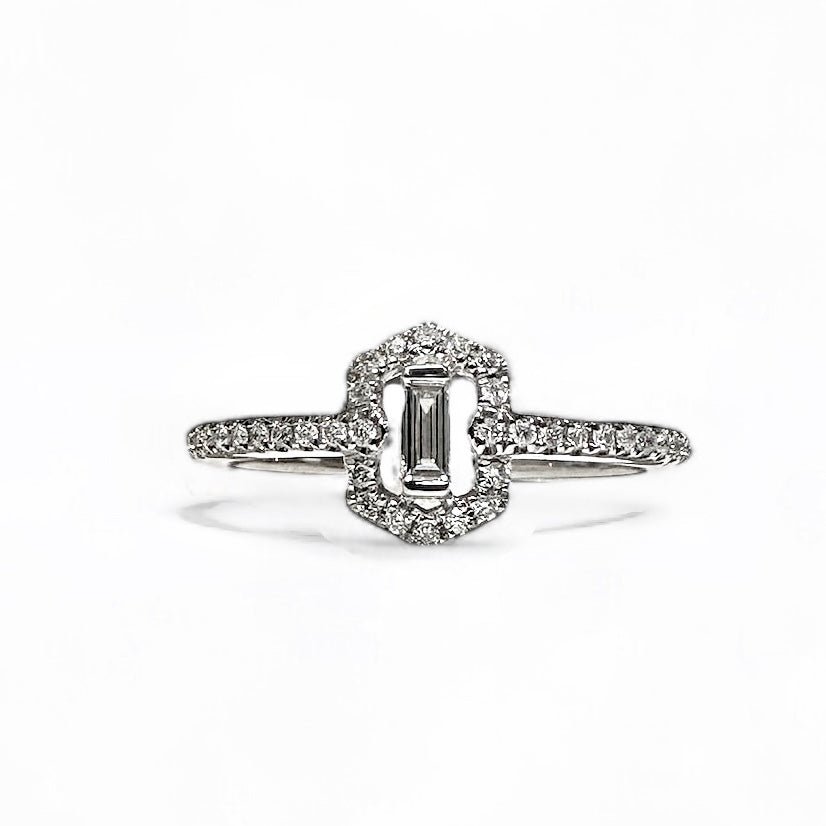 Hexagon Halo Diamond Ring