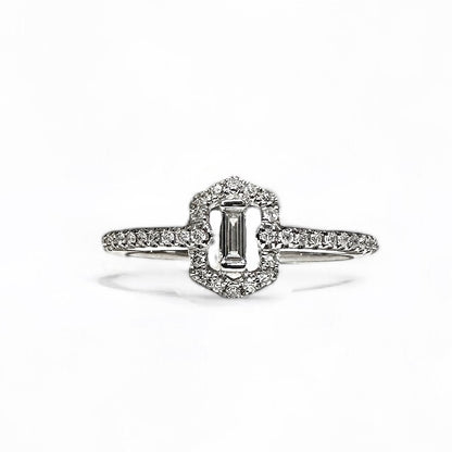 Hexagon Halo Diamond Ring