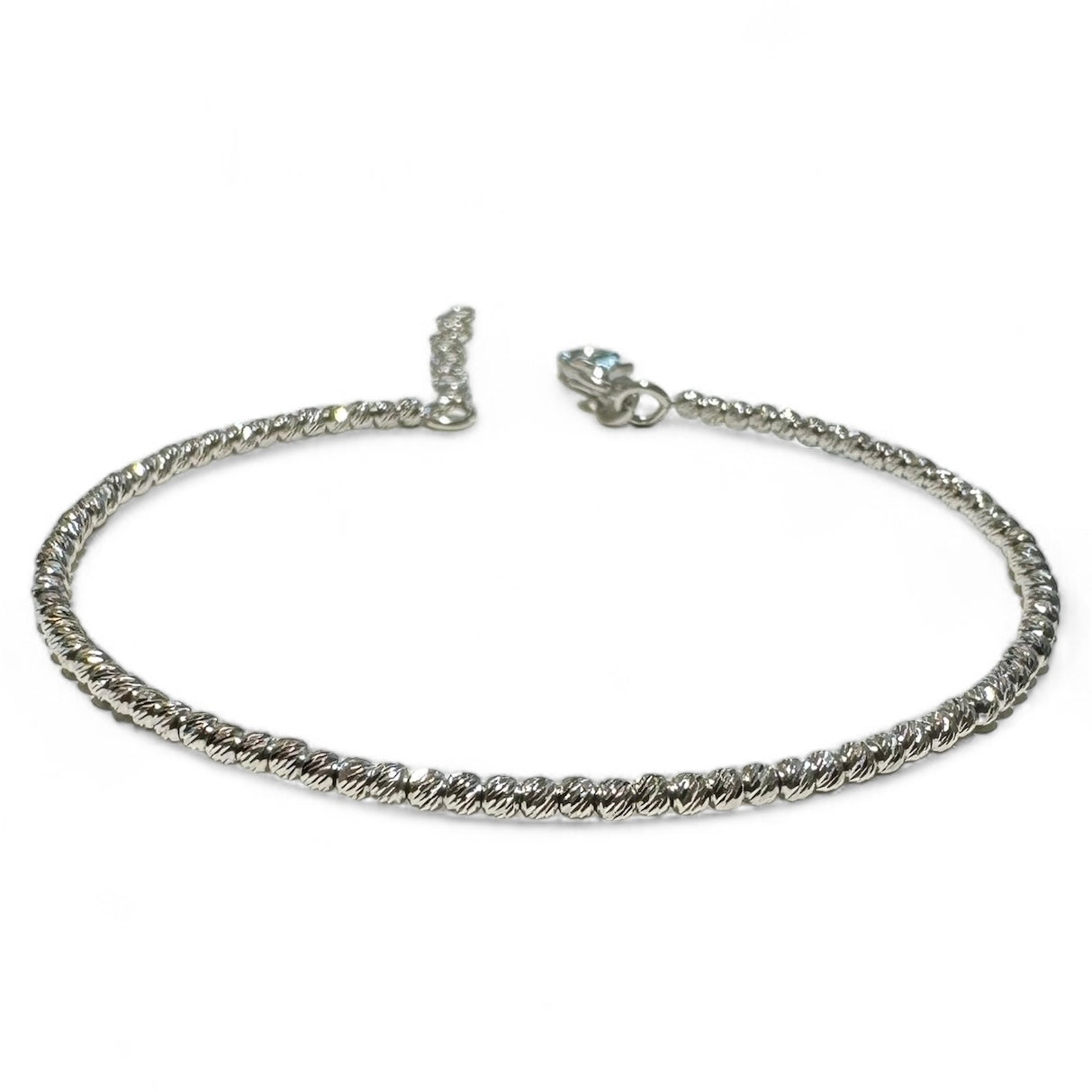 WHITE GOLD BALL BANGLE