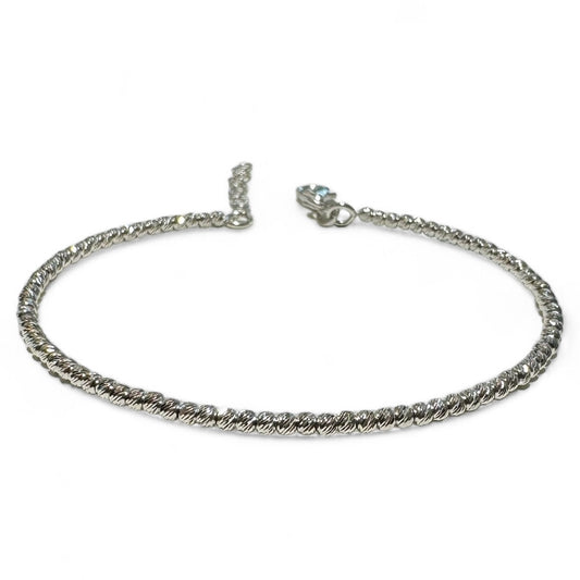 WHITE GOLD BALL BANGLE