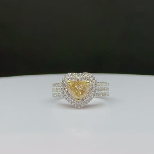 Natural Brownish Yellow Heart Shape Diamond Ring