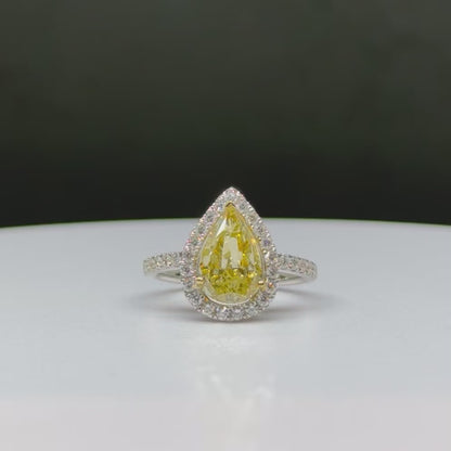 Natural 2.58 Ct Pear Shape Fancy Intense Yellow